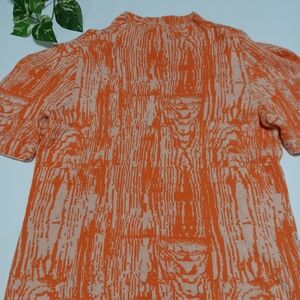 Anthropologie Orange and Cream Crew Neck Sweater